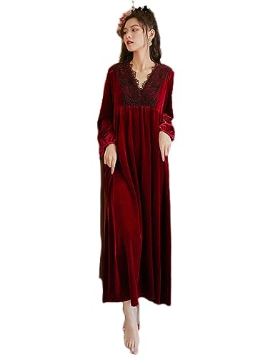 HEARTTOUCH Women's Velvet Victorian Nightgown Vintage Nightdress